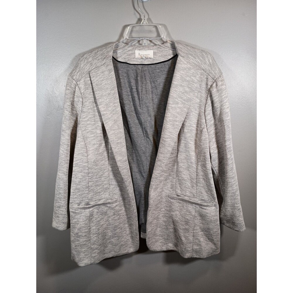 Skies Are Blue Blazer Cardigan Sweater Women Size 2X Open Front Pockets Gray
